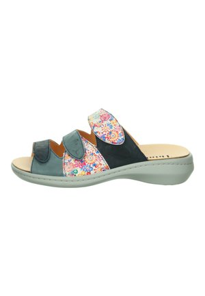 Pantolette flach - indigo kombi