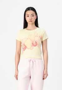 Hollister Co. Floral Graphic Baby Tee - Marškinėliai su spaudiniu - double cream