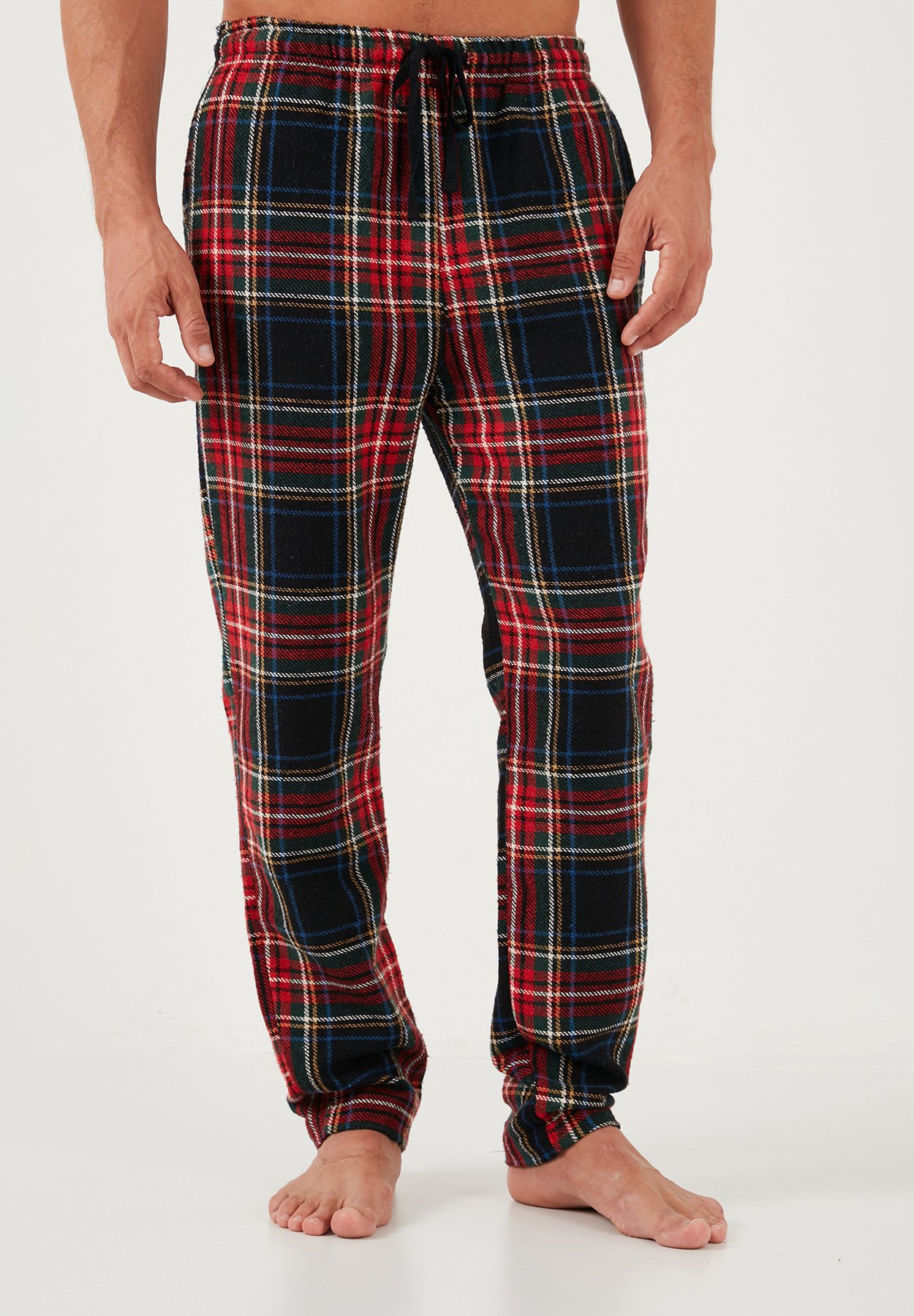 GLOBAL Pigiama Uomo Flanella Cotone Lungo Pantaloni Vita Elasticizzata Coulisse Bottoni Invernale Abbigliamento Da Notte Confortevole,3XL - Foto 9