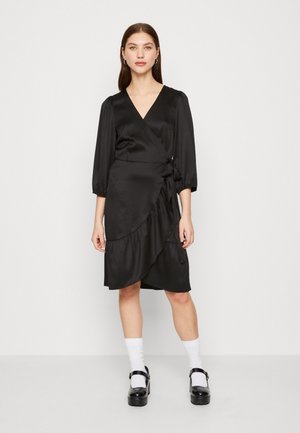VILA VIKARI V NECK WRAP SHORT DRESS - Cocktail φόρεμα / Φόρεμα για πάρτι - black