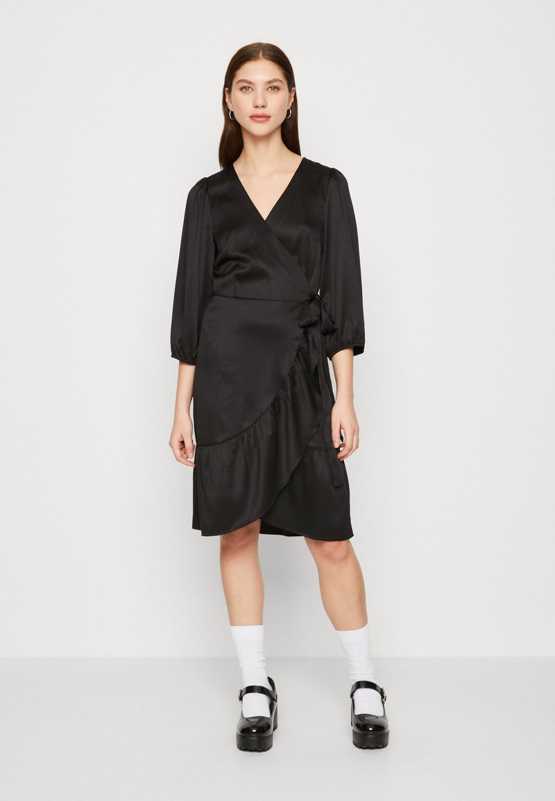 VILA VIKARI V NECK WRAP SHORT DRESS - Cocktail φόρεμα / Φόρεμα για πάρτι - black