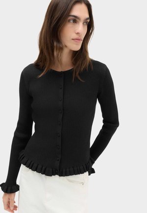 Marks & Spencer, RIBBED FRILL DETAIL SLIM FIT CARDIGAN. UNISEX - Strickjacke - black