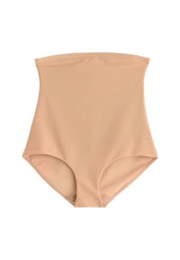 Beige högmidjade baddräktsbyxor med en slät yta, med en enkel design och sömlösa kanter för komfort och passform.