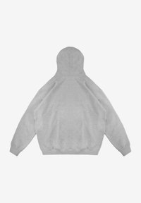 Jasnoszara bluza z kapturem, z kieszenią typu kangur, ściągaczami przy mankietach i u dołu. Wykonana z miękkiego materiału polarowego, o prostym designie i z kapturem na sznurki.