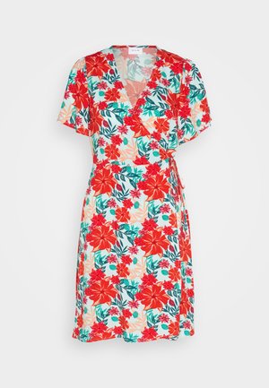 VILA, VIMAYA WRAP SHORT DRESS - Vestito casual - cascade/red