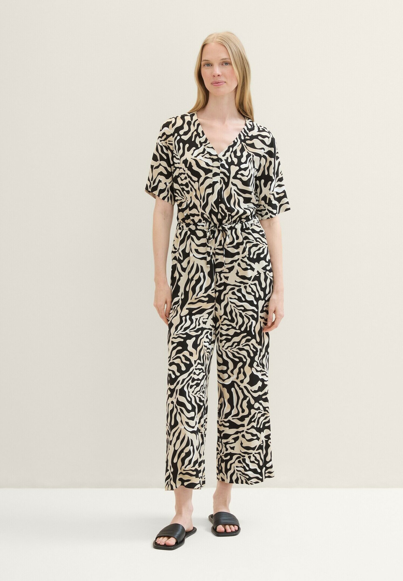 TOM TAILOR Damen Jumpsuit Mit Bindegürtel – Regular Fit, Aus Weicher Viskose, Nachhaltige BE PART Kollektion