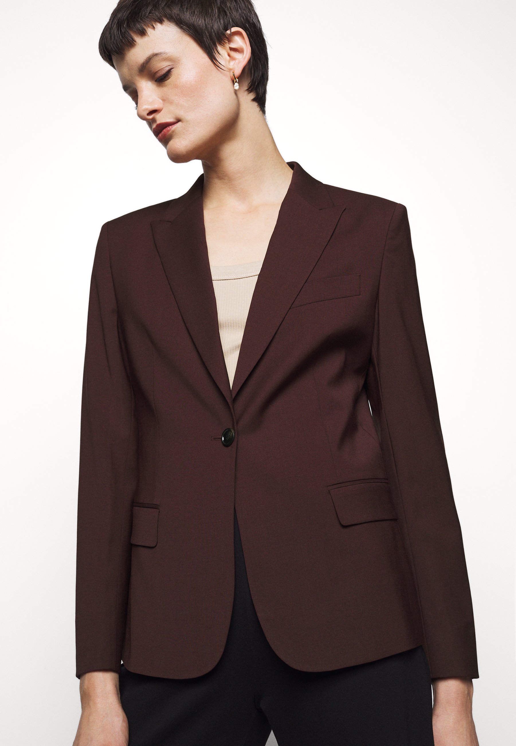 maroon long blazer