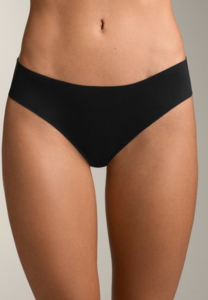 Lenjerie bikini pentru femei negre, cu o textură netedă, tăieturi înalte la nivelul picioarelor și o bandă de talie fără cusături pentru confort și o potrivire strânsă.