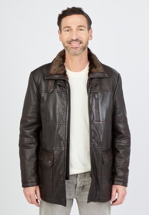MIT BRUSTTASCHE  - Lederjacke - dark brown