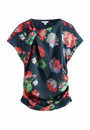 Nyomott mintás póló - navy red floral print