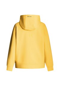Felpa gialla con tasca a marsupio frontale, cappuccio con coulisse e polsini a costine. Caratterizza il logo "PEPE JEANS" sopra il colletto.