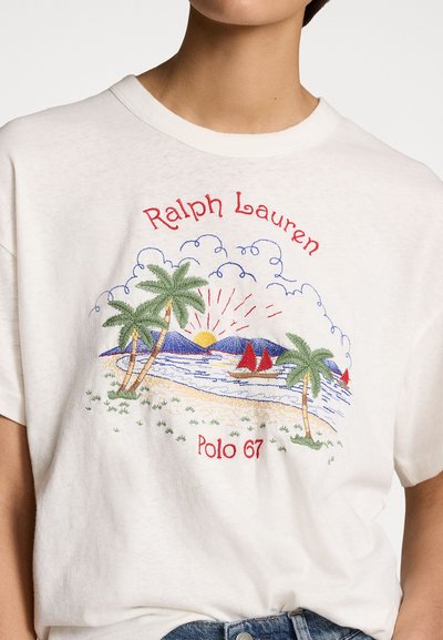 Polo Ralph Lauren BEACH MOTIF EMBROIDERED TEE - Print T-shirt - antique cream