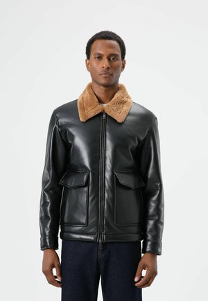 Kunstlederjacke - black-brown