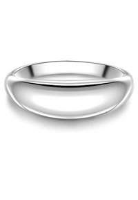 Fényes ezüst gyűrű sima, lekerekített formával. Jellemzi egy elegáns, folytonos sáv, amelyek tükröződő, zökkenőmentes felülettel rendelkezik.