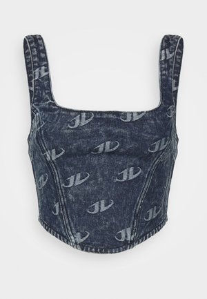 Jaded London MONOGRAM EMBOSSED CORSET - Top - blue