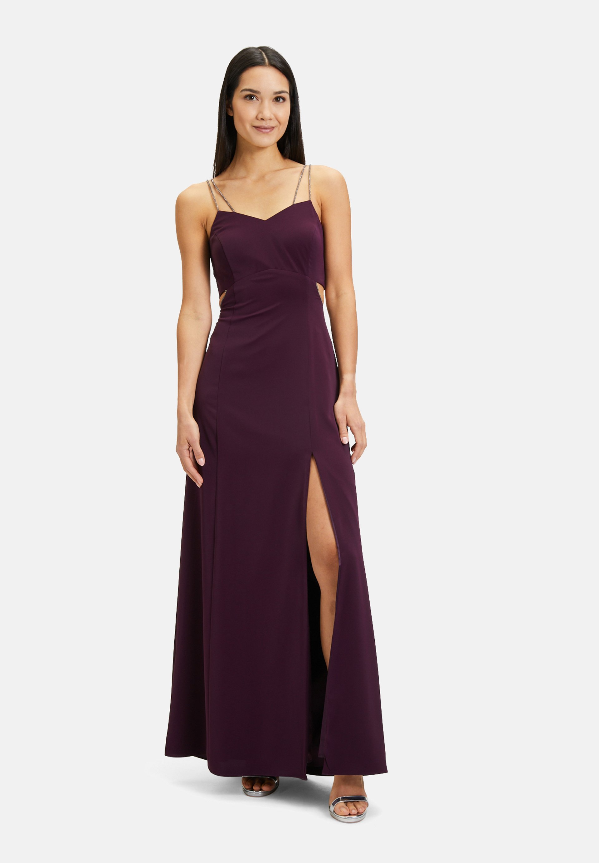 strapless open back dress Aubergine Long Sleeve Maxi Dress