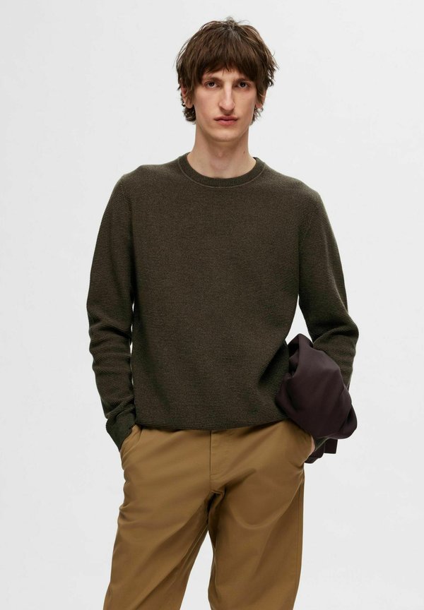 SLHROSS STRUCTURE CREW NECK - Strickpullover - forest night