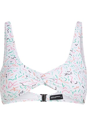 KARL LAGERFELD GEOMETRIC PRINT TWIST-FRONT  - Bikini-Top - geometric pattern white