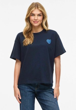 VIMONIE RUNDHALS - Camiseta estampada - navy blazer