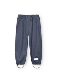 Navy wasserdichte Hose mit einem elastischen Bund, elastischen Bündchen und zwei Schlaufen an den Knöcheln. Verfügt über ein kleines Markenetikett an der Seite.