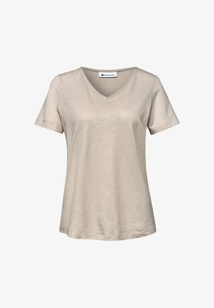 Street One, BASIC T-SHIRT MIT V-NECK IN UNIFARBE - T-shirts basic - light sepia sand