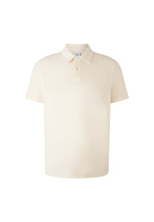 Korte mouw polo t-shirt van crème-kleurige katoen. Heeft een klassieke kraag, een knoopsluiting met twee knopen en een rechte zoom met minimale stikdetails.
