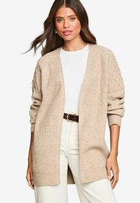 Lipsy HONEYCOMB LONGLINE - Cardigan - beige