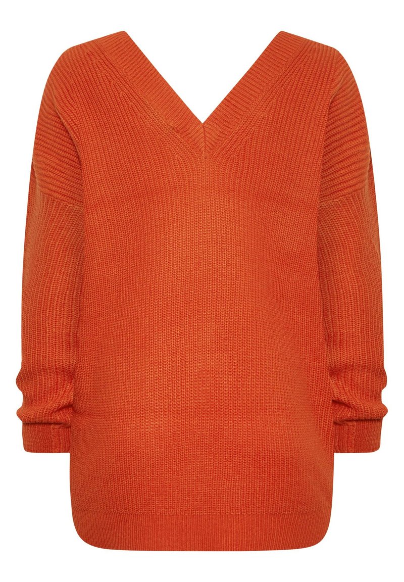 Yours Clothing DOUBLE V NECK - Jumper - orange - Zalando.de