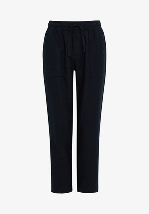 Sorte, letvægtsbukser med elastisk talje og snor. Har to påsyede lommer foran og lige ben-design.