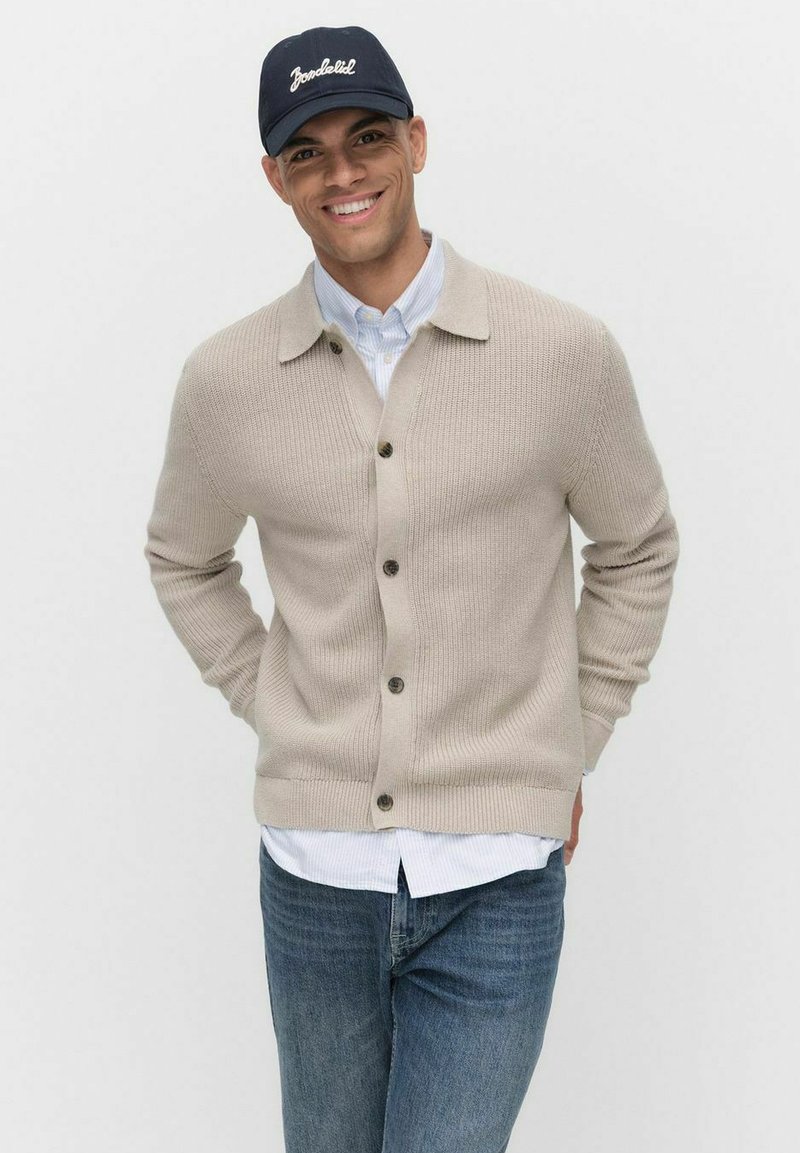 BONDELID JONAH KNITTED OVERSHIRT - Kofta - beige melange