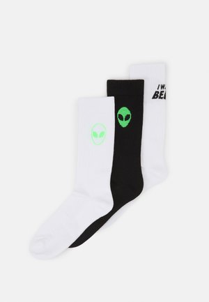 ALIEN UFO 3 PACK - Strumpor - white/black/neon green