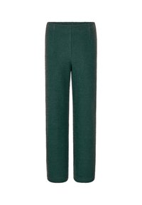 Grüne, strukturierte Hose mit geradem Schnitt. Verfügt über einen flachen Bund und seitliche Taschen. Das Material wirkt weich und leicht.