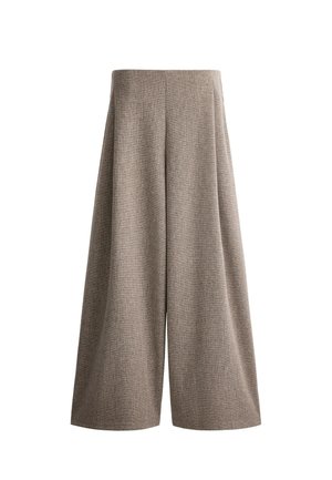 OYSHO, MOTTLED WIDE-LEG TROUSERS - Pantalon classique - brown-grey melange