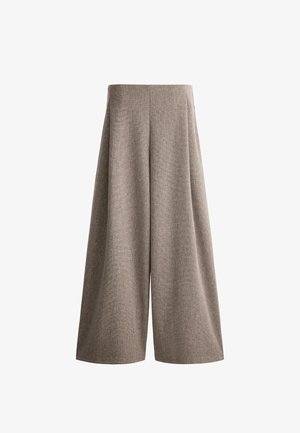 OYSHO, MOTTLED WIDE-LEG TROUSERS - Pantalon classique - brown-grey melange
