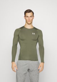 Under Armour - Tops ar garām piedurknēm - marine green/white Miniatūras attēls 1