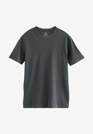 Tumehall lühikeste varrukatega slim fit T-särk ümaraga, valmistatud soonikust, suurus keskmine.