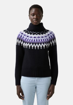 Strickpullover - navy-blau off-white violett