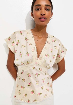 New Look, FLORAL TRIM - Bluse - off white