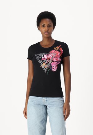 TRIANGLE PEONY - T-shirt imprimé - jet black