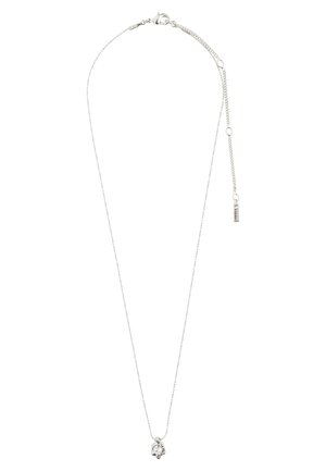 Hopeaketju hopeaketju, jossa on herkkä ketju ja pieni kukka-riipus, jota koristaa kirkas jalokivi. Säädettävä pituus ja lukko.