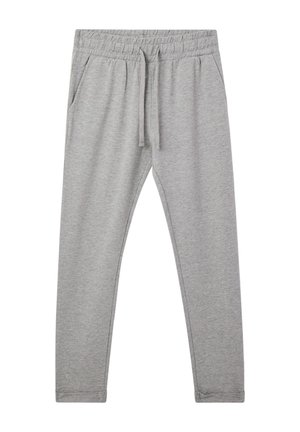 Pantaloni della tuta in cotone grigio chiaro con vita elastica, cordoncino, tasche laterali e gambe affusolate.