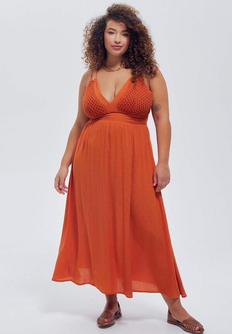 Promod LONGUE DÉTAIL Robe longue orange ZALANDO.FR