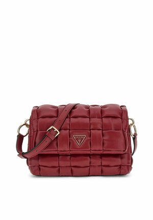 Borsa a tracolla in ecopelle rossa, design trapuntato, hardware in tonalità oro, tracolla regolabile, con logo del marchio sulla parte anteriore.