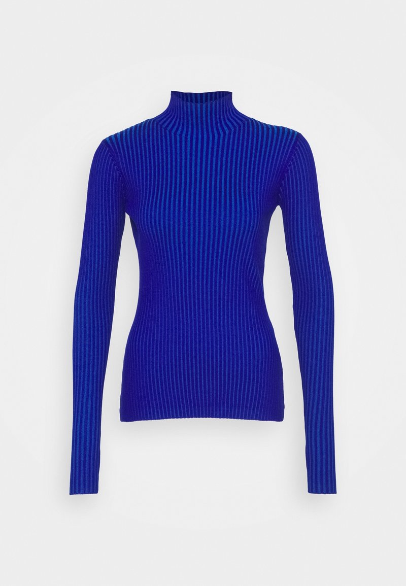 Ribbed turtleneck neulepaita kirkkaan sinisenä. Valmistettu teksturoidusta materiaalista, jossa on pitkät hihat ja istuva malli.
