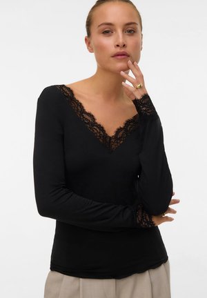 Vero Moda, VMSKYE LS V-NECK LACE TOP JRS NOOS - Блуза с дълги ръкави - black