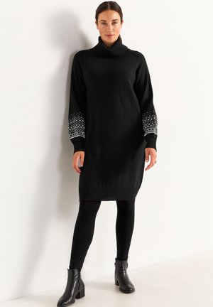 WITH PATTERNED SLEEVES - Strickkleid - black patterned