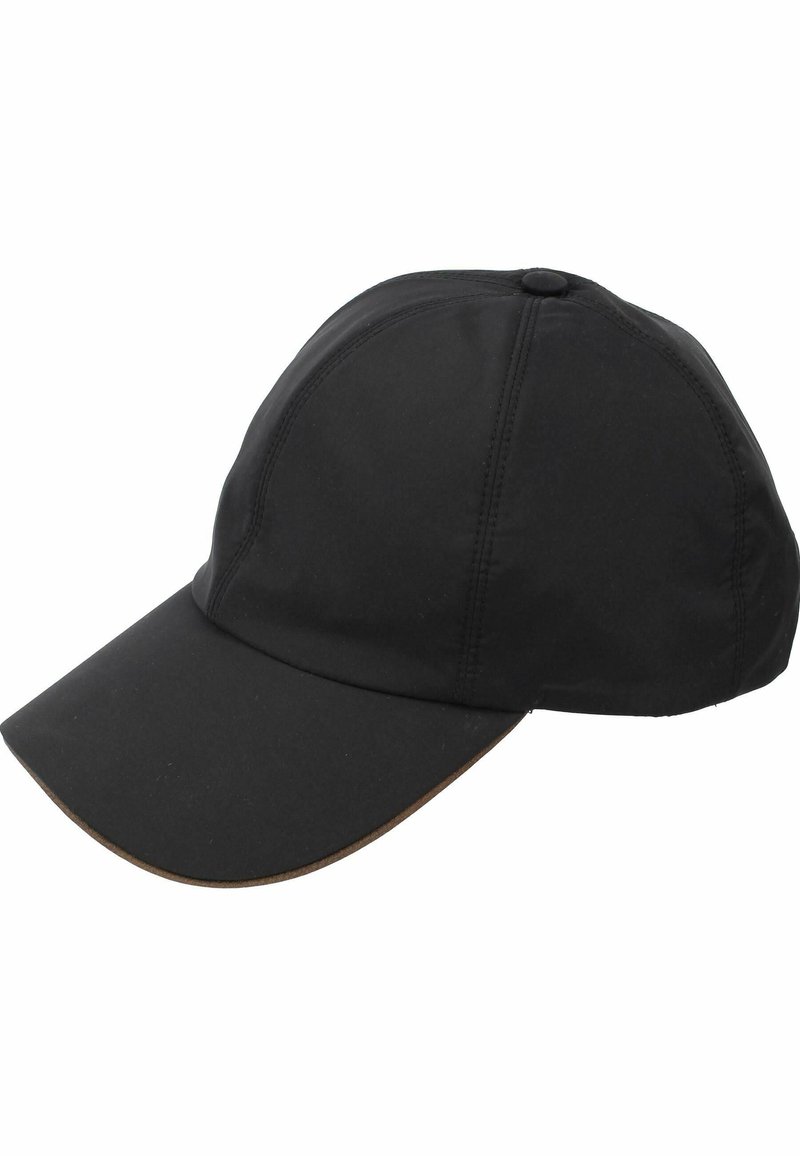Gorra de béisbol negra hecha de tela ligera, con visera curva, costuras cosidas y una textura suave. Sin logotipos ni detalles visibles.