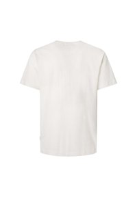 Camiseta blanca de manga corta con cuello redondo. Fabricada en algodón suave, presenta un diseño liso y corte recto. Sin marcas ni patrones visibles.