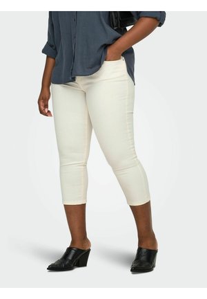 CARWILLY REG WAIST CAPRI - Oprijete (skinny) kavbojke - ecru