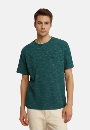 IN MELANGE-OPTIK MIT BRUSTTASCHE - T-shirt basic - grün-meliert